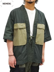 画像1: 60%OFF【NEMEN - ネーメン】Woven S/S Cargo Kimono MF / Khaki (シャツ/カーキ) (1)