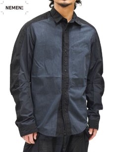 画像1: 50%OFF【NEMEN - ネーメン】Woven Tailored Fit Classic Sipped Shirt MF / Black (シャツ/ブラック) (1)