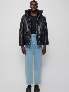 画像2: 30%OFF【NANUSHKA - ナヌーシュカ】"HIDE" Hooded vegan leather puffer jacket / BLACK (コート/ブラック) (2)