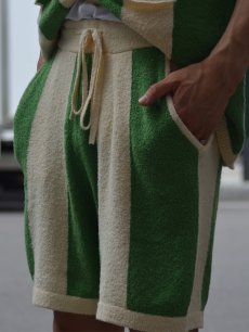 画像5: 30%OFF【NANUSHKA - ナヌーシュカ】Terry-knit drawstring shorts / Stripe creme / green (シャツ/クリーム/グリーン) (5)