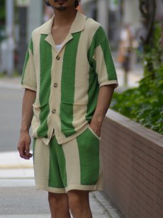 画像6: 30%OFF【NANUSHKA - ナヌーシュカ】Terry-knit drawstring shorts / Stripe creme / green (シャツ/クリーム/グリーン) (6)