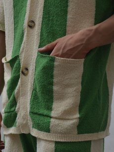 画像6: 送料無料【NANUSHKA - ナヌーシュカ】Terry-knit button-down knit / Creme/green (シャツ/クリーム/グリーン) (6)