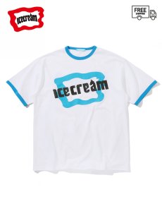 画像1: 送料無料【ICE CREAM - アイスクリーム】COTTON TRIM BIG SIZE T-SHIRT_ICECREAM / WHITE&BLUE (Ｔシャツ/ブルー) (1)