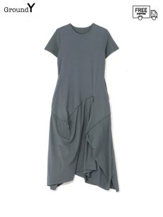 画像1: 送料無料【Ground Y  - グラウンドワイ】30/Cotton Jersey Square Design T-Dress / Blue Grey(シャツ/ブルーグレー)  (1)