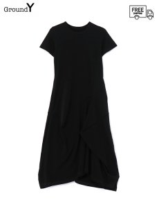 画像1: 送料無料【Ground Y  - グラウンドワイ】30/Cotton Jersey Square Design T-Dress / Black(シャツ/ブラック)  (1)