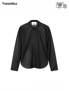 画像1: 50%OFF【NANUSHKA - ナヌーシュカ】"NAUM" OKOBOR™ alt-leather shirt / Black (シャツ/ブラック) (1)