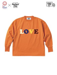 画像1: 送料無料【Perfect ribs® × ALM -パーフェクトリブス × ア ラブ ムーブメント】  (LOVE) Basic Long Sleeve T Shirts / ORANGE (ロングスリーブTEE ／ オレンジ) (1)