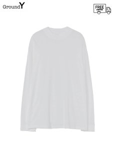 画像1: 送料無料【Ground Y  - グラウンドワイ】30/COTTON T-CLOTH HIGH NECK LONG SLEEVE CUT SEW / WHITE(Tシャツ/ホワイト)  (1)