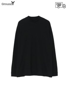 画像1: 送料無料【Ground Y  - グラウンドワイ】30/COTTON T-CLOTH HIGH NECK LONG SLEEVE CUT SEW / BLACK(Tシャツ/ブラック)  (1)