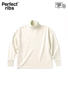 画像1: 送料無料【Perfect ribs® - パーフェクトリブス】High Neck Side Slit  Long Sleeve T Shirts / Oatmeal (ロングスリーブTシャツ/オートミール) (1)