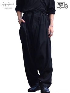 画像1: 送料無料【Yohji Yamamoto POUR HOMME - ヨウジヤマモト プールオム】WOOL GABARDINE DRAPED PANTS / BLACK (パンツ/ブラック) (1)