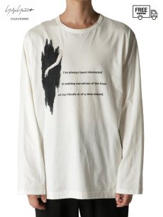 画像1: 送料無料【Yohji Yamamoto POUR HOMME - ヨウジヤマモト プールオム】30/- COMBED SINGLE JERSEY PT LONG SLEEVE/ WHITE(Tシャツ/ホワイト) (1)