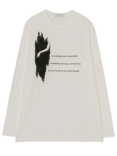 画像2: 送料無料【Yohji Yamamoto POUR HOMME - ヨウジヤマモト プールオム】30/- COMBED SINGLE JERSEY PT LONG SLEEVE/ WHITE(Tシャツ/ホワイト) (2)