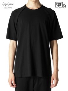 画像1: 送料無料【Yohji Yamamoto POUR HOMME - ヨウジヤマモト プールオム】19/-COTTON SLUB SINGLE JERSEY REVERSED SEAM RAGLAN SHORT SLEEVE T / BLACK(Tシャツ/ブラック) (1)