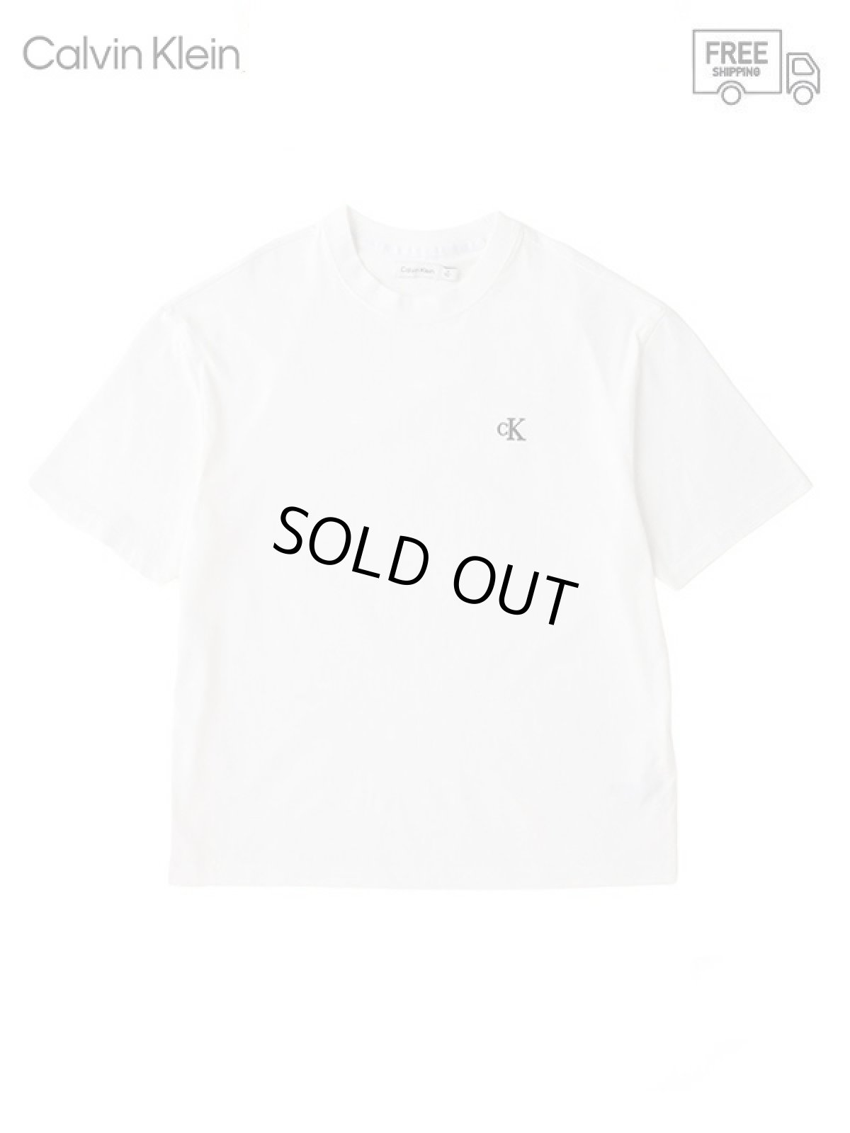 画像1: 送料無料【Calvin Klein - カルバンクライン】A-SS UNISEX DMBOSS YAF / WHITE (Tシャツ/ホワイト) (1)