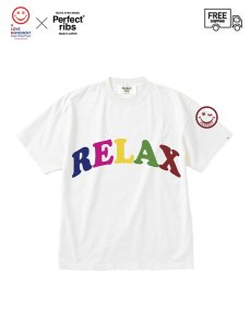 画像1: 送料無料【Perfect ribs® × ALM -パーフェクトリブス × ア ラブ ムーブメント】"RELAX & OPTIMIST"Basic Short Sleeve T Shirts / White(Tシャツ/ホワイト) (1)