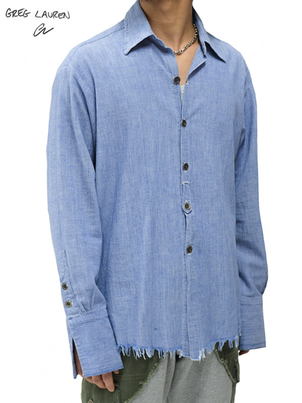 画像1: 70%OFF【GREG LAUREN - グレッグローレン】 THE CHAMBRAY DRESS SHIRT / BLUE (シャツ/ブルー) (1)