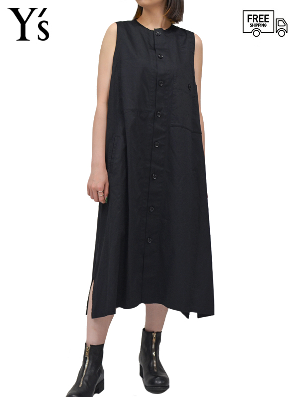 画像1: 【Y's - ワイズ】Super120 Soft Viyella Long Pocket Dress / Black (ドレス/ブラック) (1)