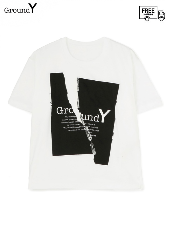 画像1: 【Ground Y  - グラウンドワイ】30/cotton Jersey Basic short sleeves Crack / White( Tシャツ/ホワイト)  (1)