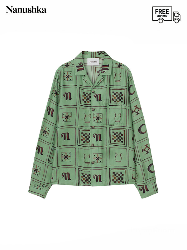 画像1: 30%OFF【NANUSHKA - ナヌーシュカ】DUCO Twill-silk shirt / Green Totem (シャツ/グリーン) (1)