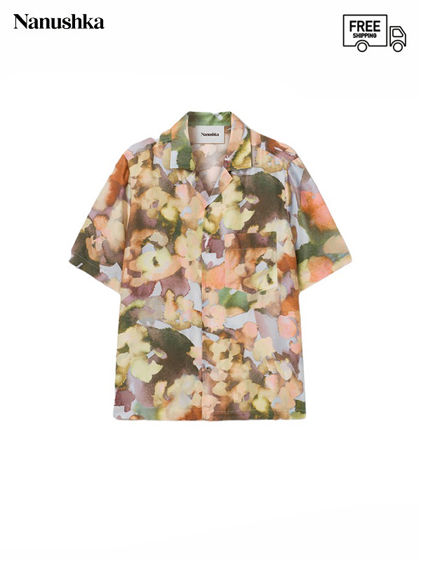 画像1: 30%OFF【NANUSHKA - ナヌーシュカ】Twill silk shirt / Watercolor (シャツ/ウォーターカラー) (1)