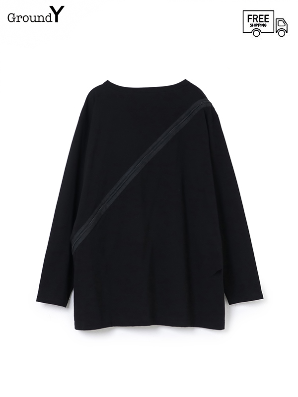 画像1: 【Ground Y  - グラウンドワイ】30/cotton jersey Diagonal zipper long sleeves T / Black ( シャツ/ブラック)  (1)