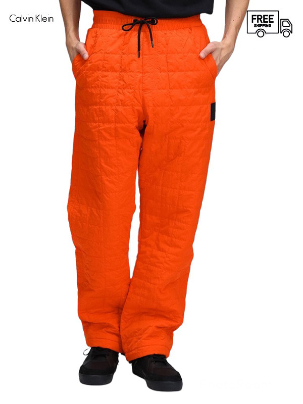 画像1: 30%OFF【Calvin Klein - カルバンクライン】sustainable quilting pants / orange  (パンツ/ オレンジ) (1)
