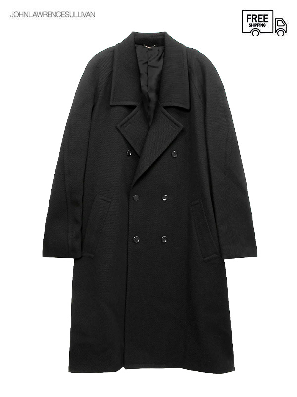 画像1: 50%OFF【JOHN LAWRENCE SULLIVAN - ジョンローレンスサリバン】Kersey wool oversized coat / BLACK（コート/ブラック） (1)