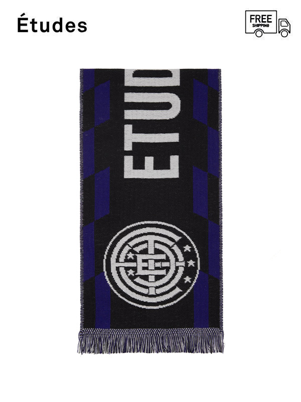 画像1: 50%OFF【Études - エチュード】Soccer scarf / Blue&Black ( マフラー/ブラック&ブルー) (1)