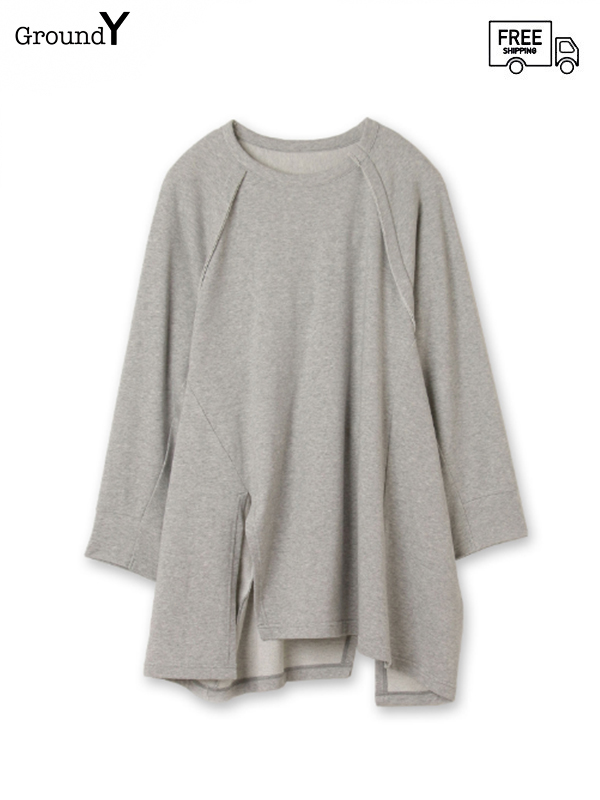画像1: 送料無料【Ground Y  - グラウンドワイ】Mini fleece pile Raglan long sleeves cut sew / Grey(スウェットシャツ/グレー)  (1)