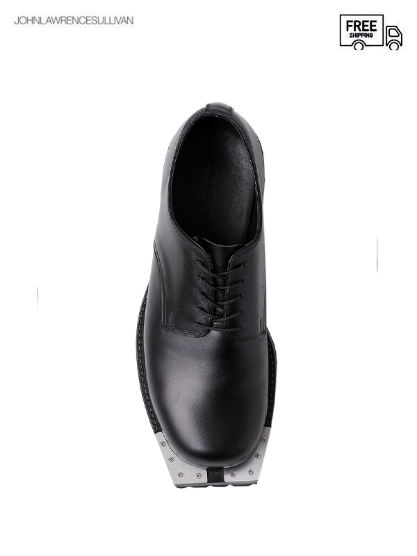 画像1: 送料無料【JOHN LAWRENCE SULLIVAN - ジョンローレンスサリバン】Metal toe postman shoes / BLACK （靴/ブラック） (1)