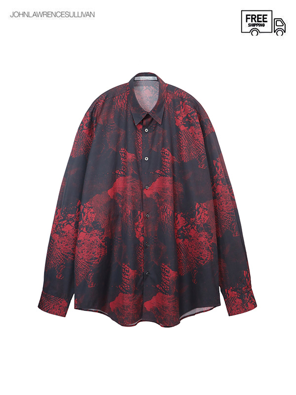 画像1: 送料無料【JOHN LAWRENCE SULLIVAN - ジョンローレンスサリバン】Printed cotton oversized shirt / RED （シャツ/レッド） (1)