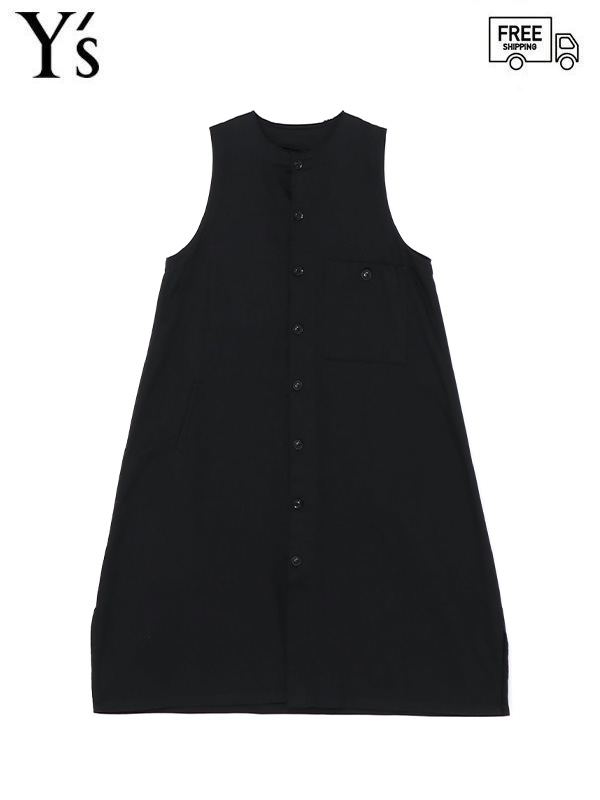 画像1: 送料無料【Y's - ワイズ】"Y's BORN PRODUCT" COTTON TWILL LONG POCKET DRESS / Black (ドレス/ブラック) (1)