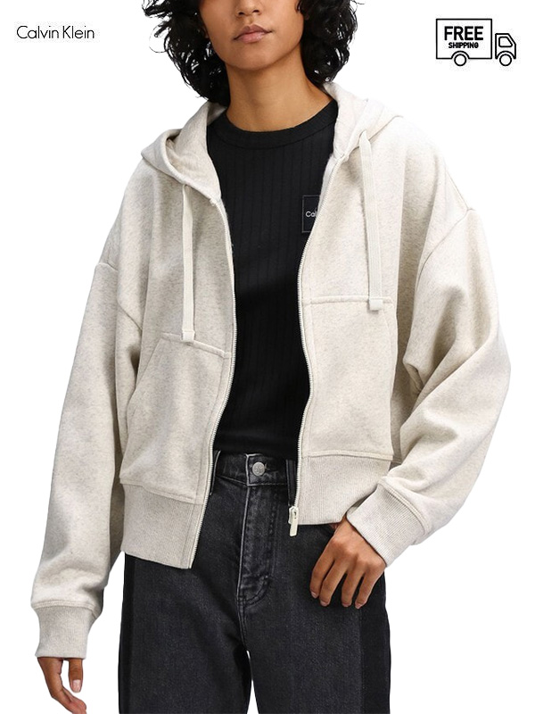 画像1: 送料無料【Calvin Klein - カルバンクライン】L/S Archive logo zip hoodie / Grey(フーディ/グレー) (1)