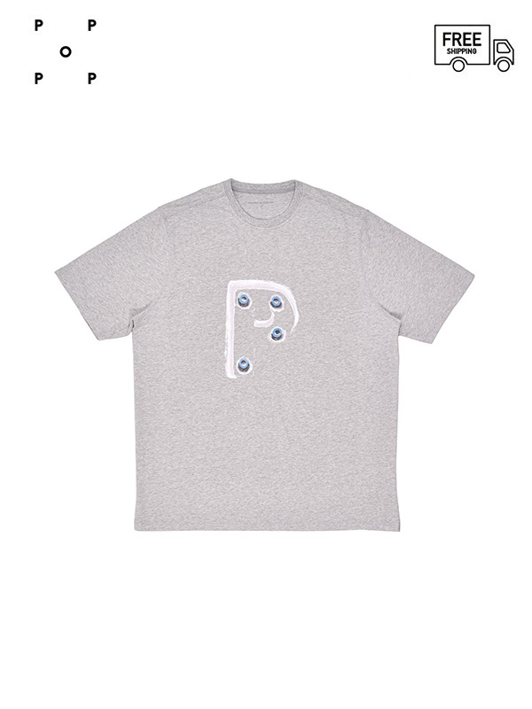 画像1: 送料無料【POP TRADING COMPANY - ポップ トレーディング カンパニー】Mees letters logo t-shirt /Gray heather (Tシャツ/ヘザーグレ〜) (1)